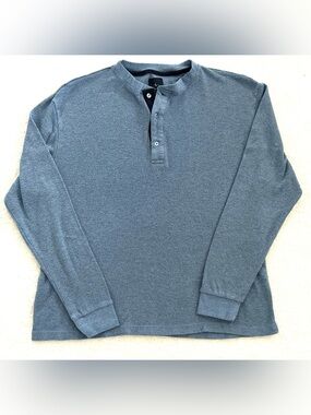 Tailorbyrd Men’s super soft blue long sleeve henley waffle knit shirt Medium